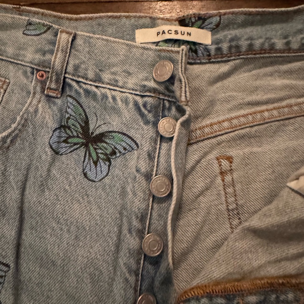 PacSun Light Blue Butterfly Boyfriend Jeans - Picture 3 of 5